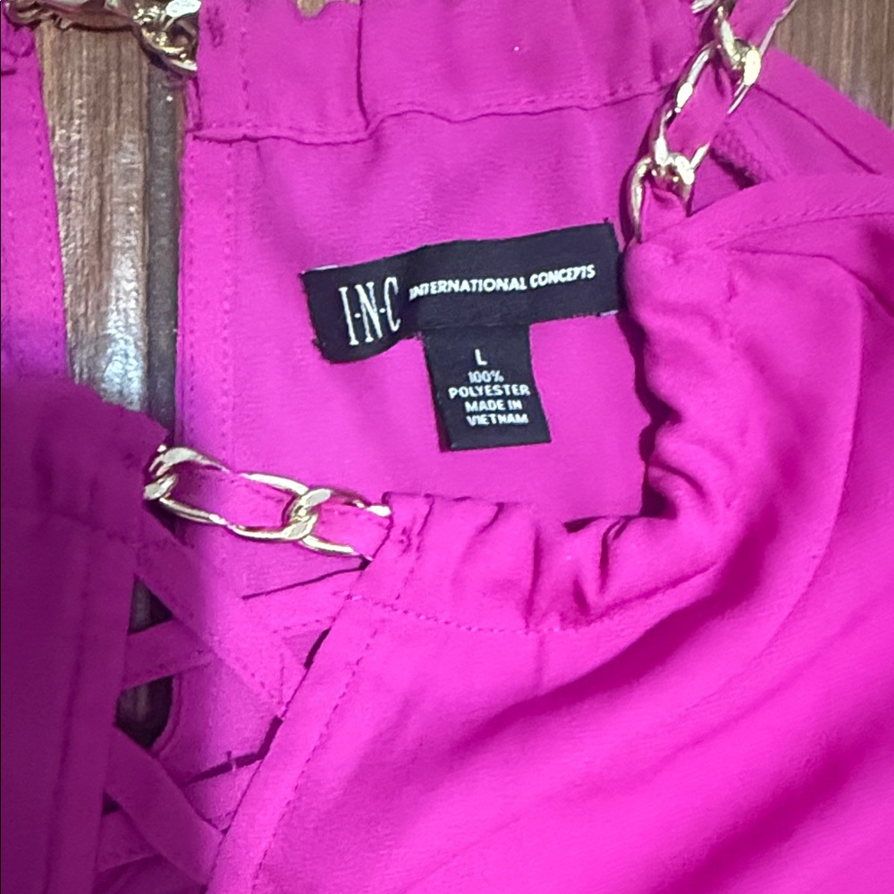 INC International Concepts Fuchsia Cold Shoulder Blouse - Picture 4 of 4